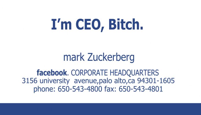mark zuckerberg business card