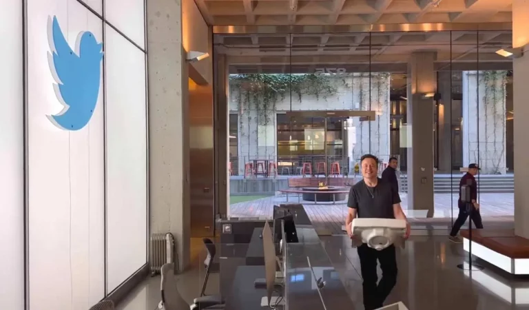 Elon Musk takes charge of Twitter with a sink in hand